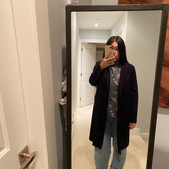 Oak and Fort navy wool fitted jacket with stretch - Picture 3 of 3